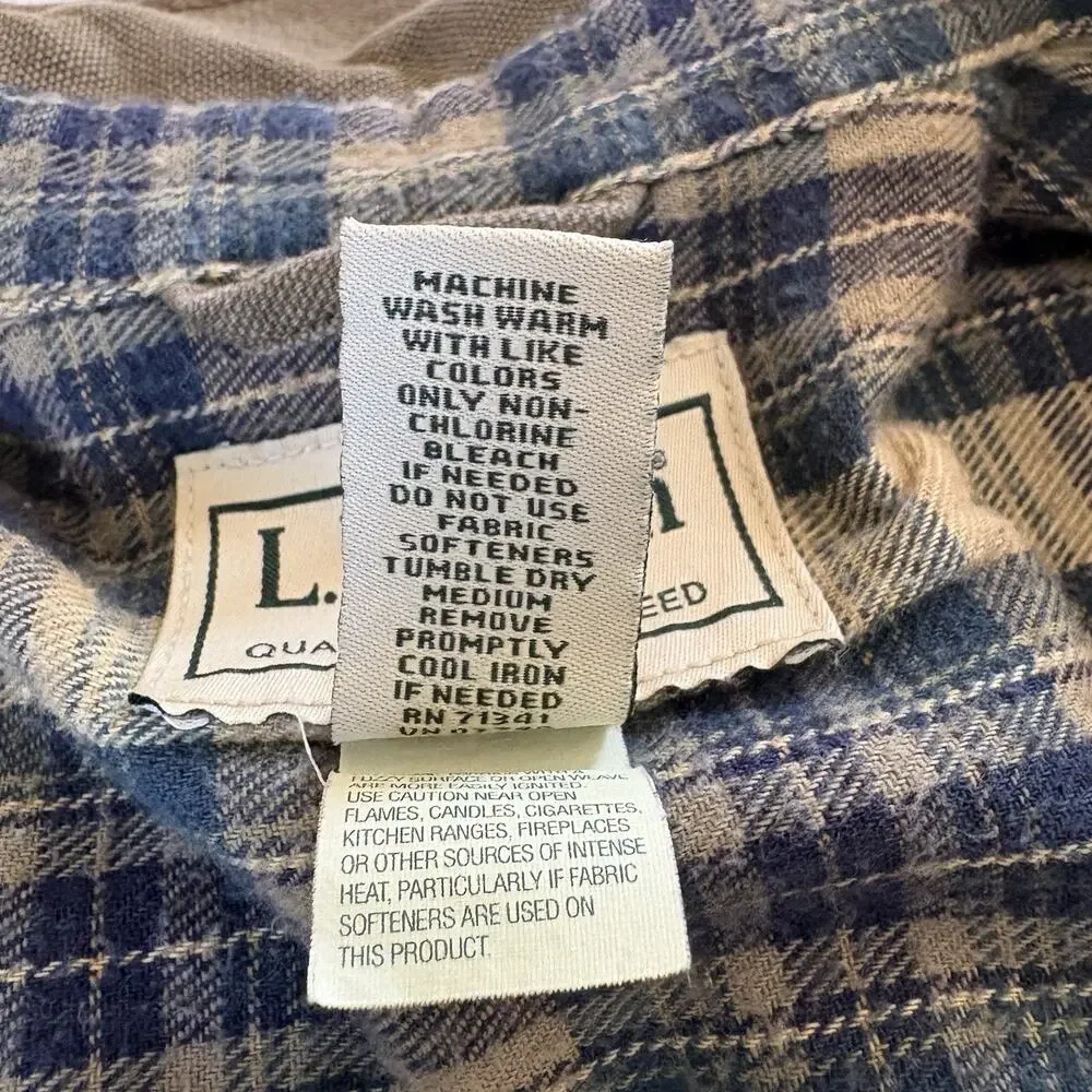 Vtg L.L. Bean Duck Canvas Chore Barn Shirt Jacket Tan Men’s Large Flannel Lined